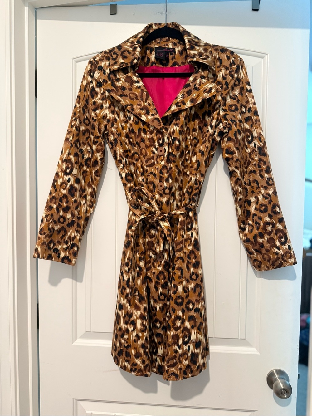 Willie Wear Leopard Print Trench Coat with Belt - Brown